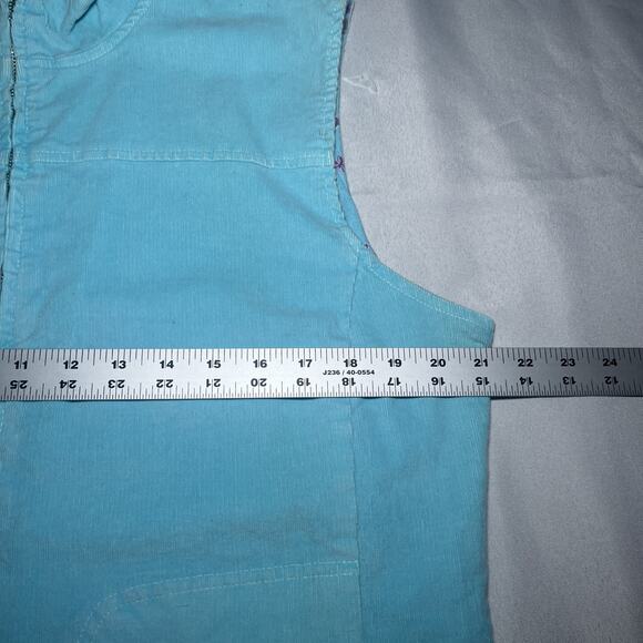 Fresh Produce Vest Womens XL Light Blue Corduroy Full Zip Floral Lined **READ** - Picture 7 of 11
